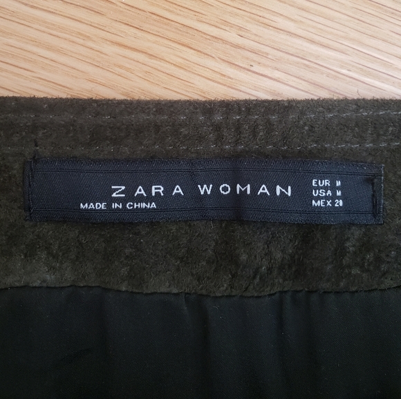 Zara Genuine Suade Zip Up Skirt size medium forrest green - Picture 4 of 8